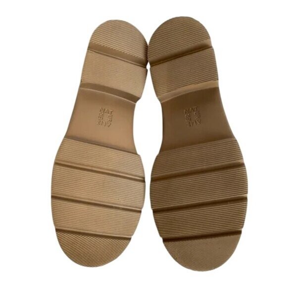 NATURALIZER Darry Lug Sole Heeled Platform Leather Loafer 10W 10 Wide Chunky Tan - Picture 8 of 9